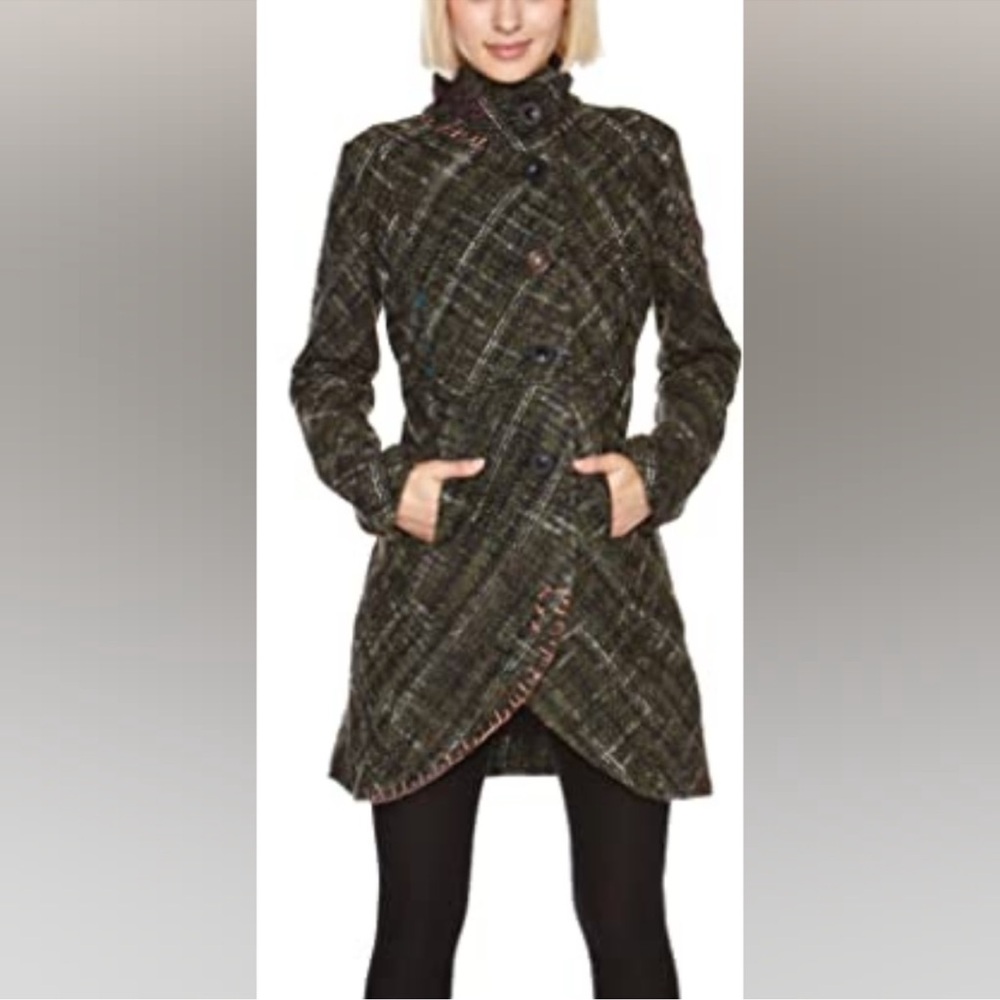 Desigual Black and Gray Pea Coat
